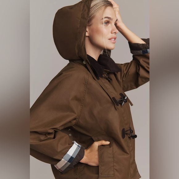 NWT Barbour Myra Waxed Cotton Duffle Jacket Coat in Brown - Picture 3 of 9